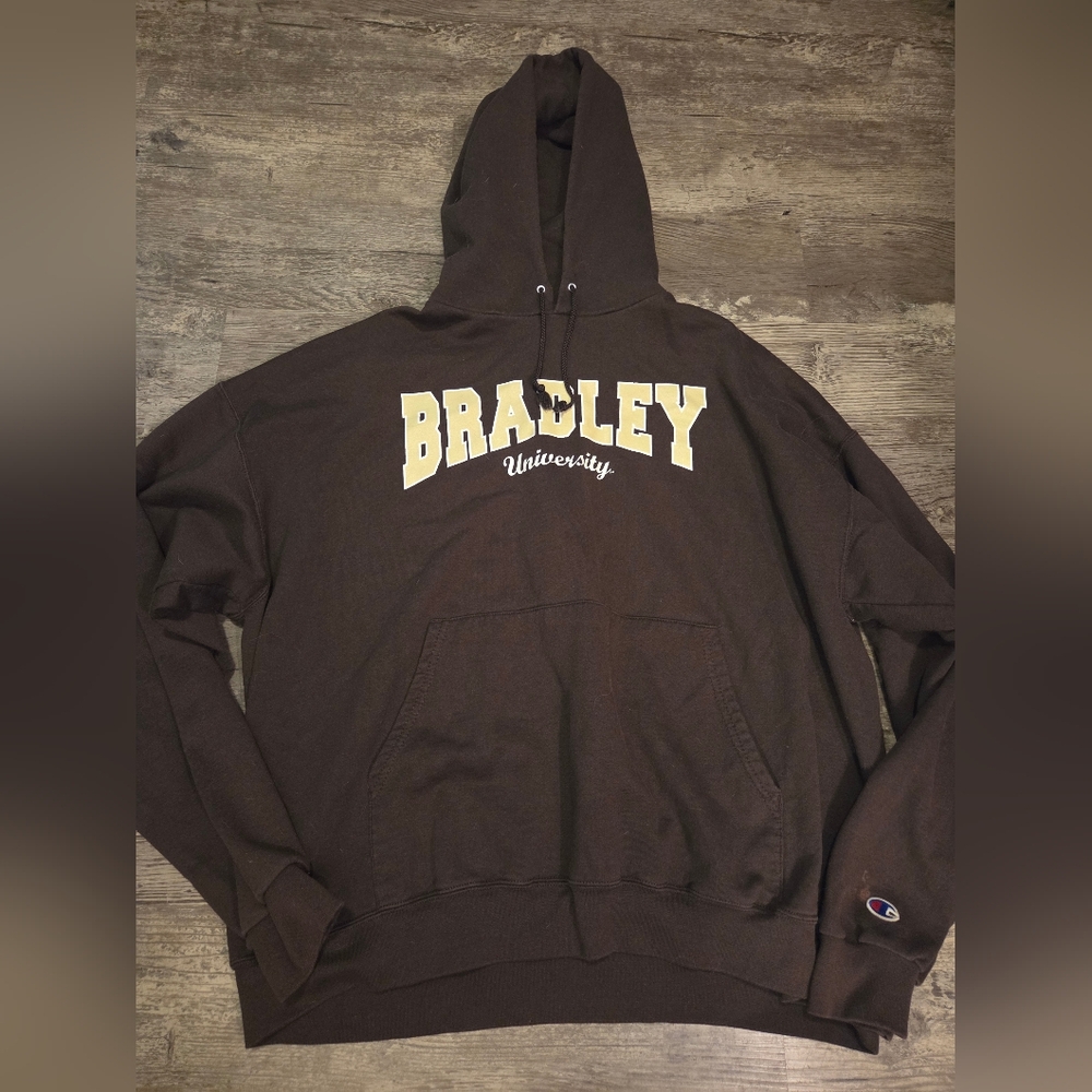 Men's 2XL Bradley University Brown Hoodie with stain in wrist